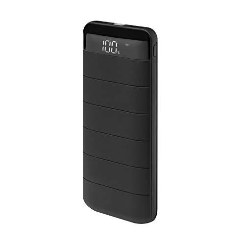 Celly Power Bank 15.000 mAh Carga rápida, Batería Externa portátil con Display LCD y Doble Salida USB 2.4 A, Negro