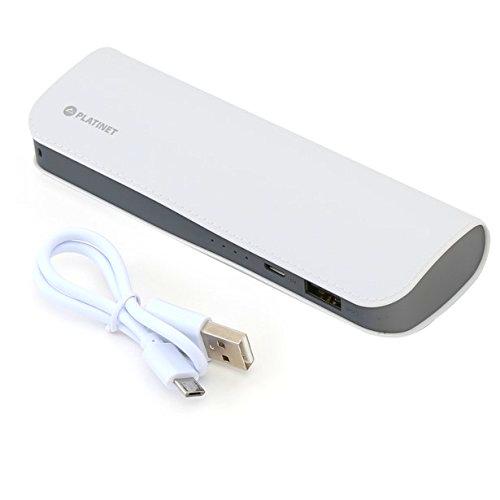 Platinet 7200 mAh Banco de Potencia de Piel con Cable Micro USB - Blanco