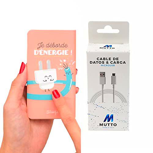 Mr Wonderful Pack Power Bank, Slimmest USB 6.000mAh Bateria Externa Deborde + Cable Datos USB- MicroUSB