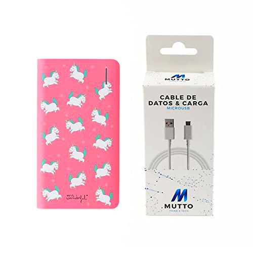 Mr Wonderful Pack Power Bank, Slimmest USB 6.000mAh Bateria Externa Unicornios + Cable Datos USB- MicroUSB