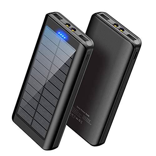 Power Bank 30000mAh Cargador Solar: Batería Externa Móvil Portátil Ultra Alta Capacidad con 2 Salidas Compatible Teléfono Móvi Tablets Smartphone