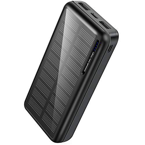 Xiyihoo Power Bank Solar 30000mAh,Cargador Solar Portatil con 2 Salidas USB y Ingreso Micro USB USB-C,Cámping Batería Externa Moviles Compatible con iPhone