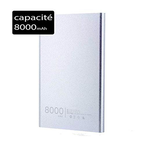 Power Bank 3615102453042 batería de Emergencia Externo Slim 8000 mAh Plata para Samsung Galaxy C7 Pro Plata