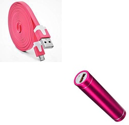 Pack de batería para Nokia 1 Plus Smartphone Micro USB (Cable Noodle 3M + Cargador Externo) Android 2600 mAh (Rosa)