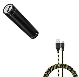 Pack de batería para Alcatel 1S 2019 Smartphone Micro USB (Cable Trenzado 3M + batería Cargador Externo) Android 2600 mAh (Negro)