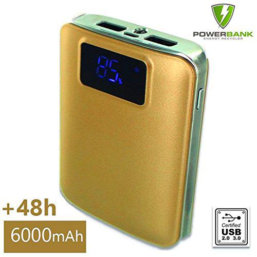 Power Bank Batería de Emergencia 6000 mAh para Motorola Moto Z Play Oro