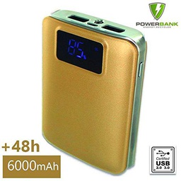 Power Bank Batería de Emergencia 6000 mAh para LG X Power 2 Dorado