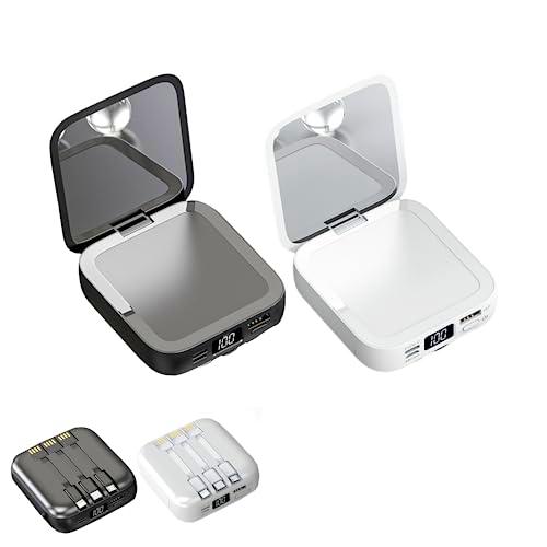 2X Batería Externa Portátil con Espejo. Cargador Portatil Universal con Puertos USB