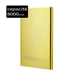 Power Bank Batería de Reserva Externo Slim 8000 mAh para Archos 55 Helium Ultra Oro