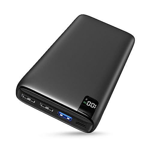 Hiluckey Batería Externa 18W Power Bank 26800mAh, QC 3.0 Carga Rápida Cargador Portátil con 4 Puertos y Luces LED Digital para iPhone X/ 8