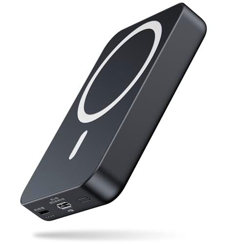 NOHON Batería Externa Power Bank Magnético 10000mAh: Wireless Powerbank | Inalámbrico Cargador Portátil 20W PD USB-C Carga Rápida | Compatible con iPhone15 14 13 12 Mini Pro ProMax | Negro Oscuro