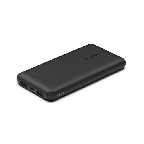 Belkin batería externa portátil de 10000mAh, cargador externo USB-C con 1 puerto USB-C y 2 puertos USB-A