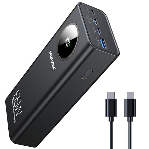 NOHON 65W Bateria Externa 26800mAh Portatil Power Bank: 4 Puertos Batería Externa movil Carga Rapida USB C PD/QC 3.0 Powerbank con Pantalla Digital LED | Compatible con iPhone15 14 13 12 11 Samsung S