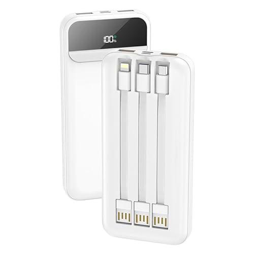 Batería Externa Universal Power Bank 10.000 mAh Carga Rápida 22.5W (3 Cables) Blanco