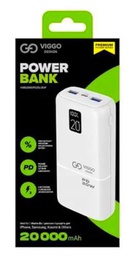 VIGGO POWERBANK 20000MAH 1XUSB-C 2XUSB PD LCD BIAŁY