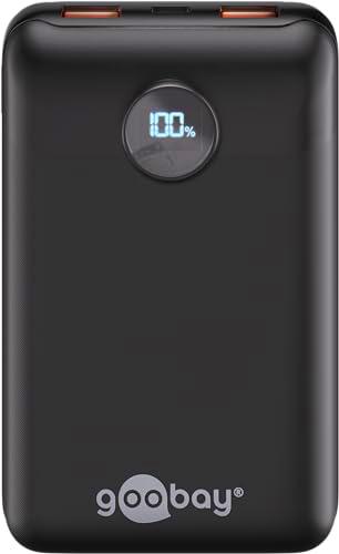 goobay - Batería Externa con 20000 mAh, Powerbank compacta con 3 Puertos (2X USB-A y 1x USB-C)